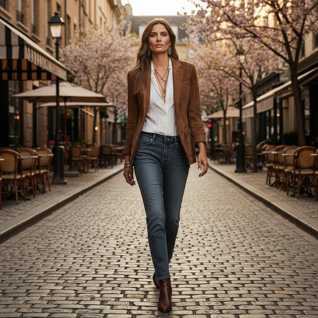 Rachel | Suède blazer met knoopsluiting en borstzak voor dames