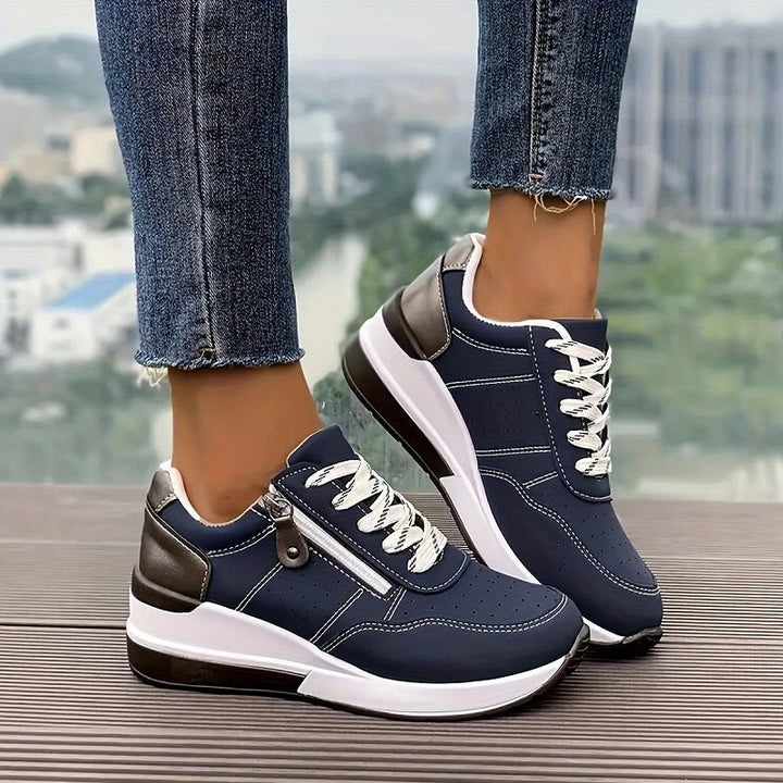 Ileana | Plateausneakers met veters en gekleurde hiellus voor dames