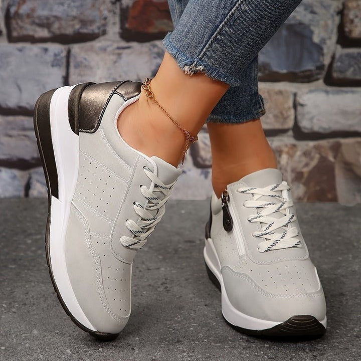 Ileana | Plateausneakers met veters en gekleurde hiellus voor dames