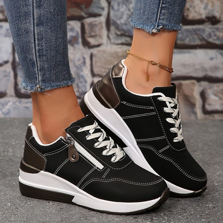 Ileana | Plateausneakers met veters en gekleurde hiellus voor dames
