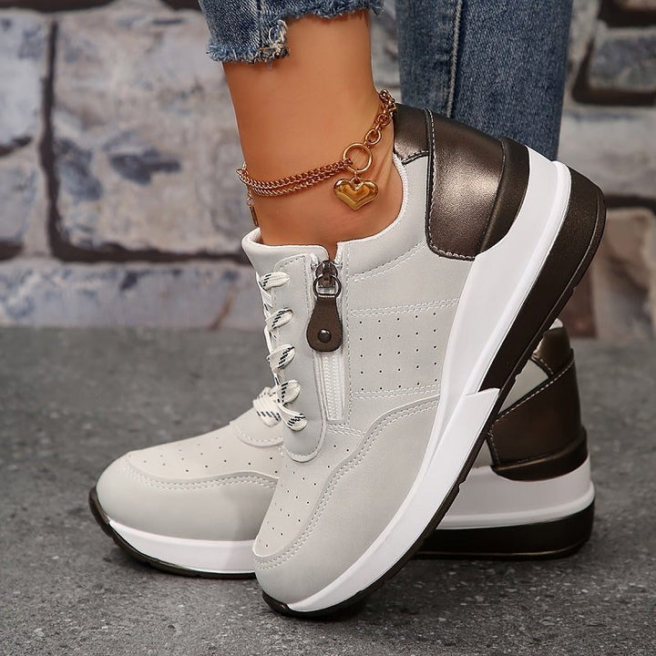 Ileana | Plateausneakers met veters en gekleurde hiellus voor dames