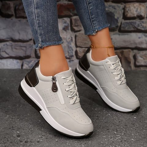 Ileana | Plateausneakers met veters en gekleurde hiellus voor dames