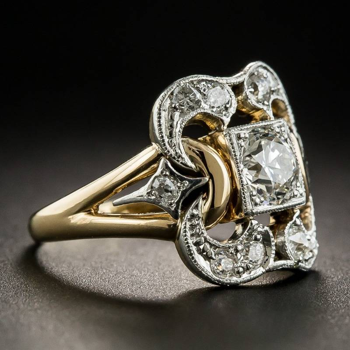 Vintage-Gouden Ring met Zirkonia's