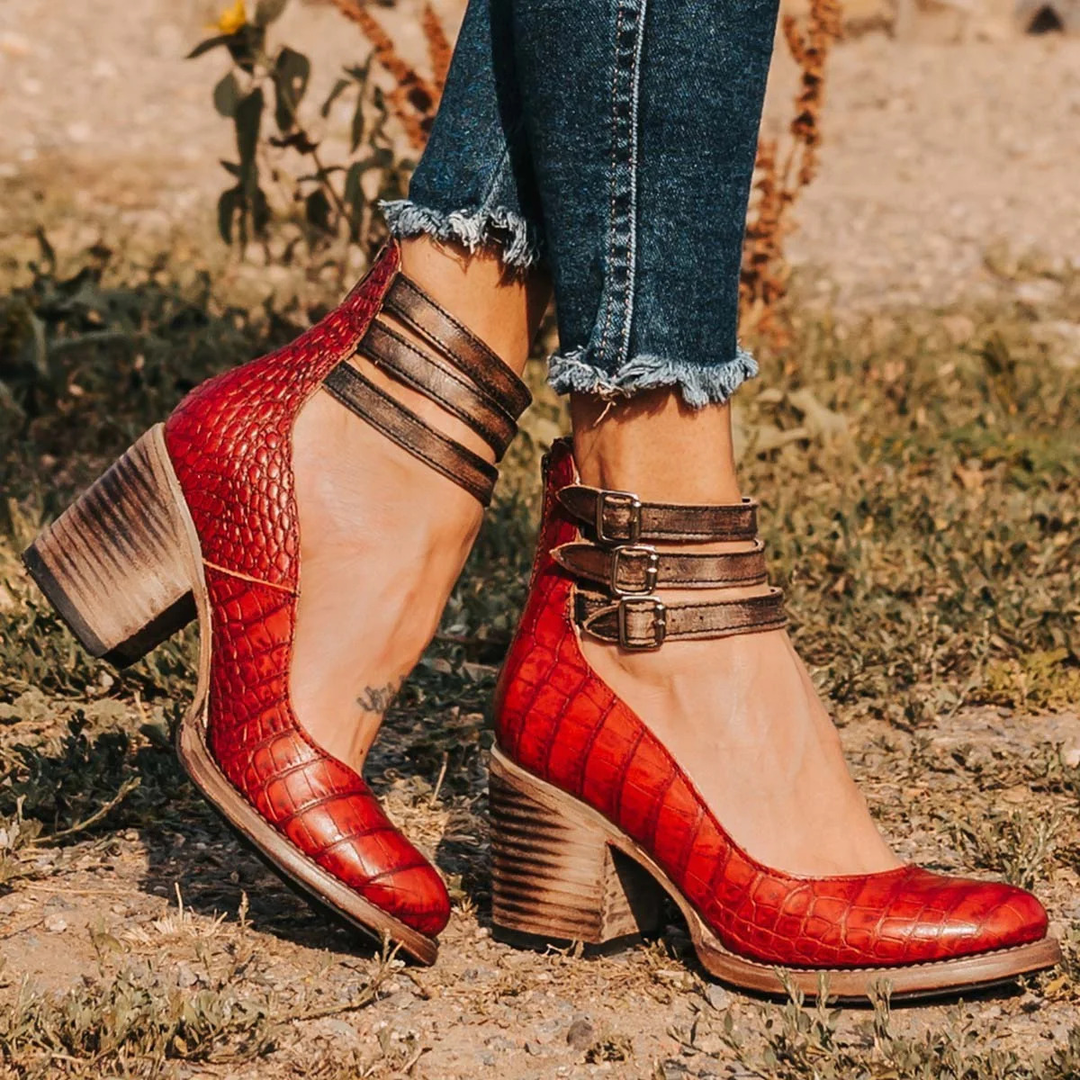 Elsa | Bottines met blokhak en gespbandjes aan de enkel voor dames