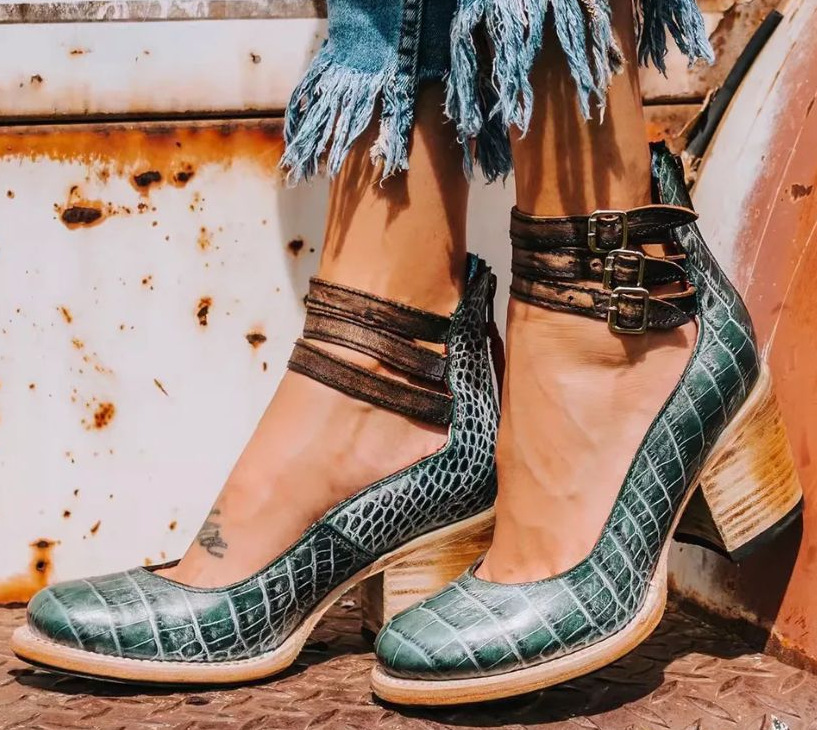 Elsa | Bottines met blokhak en gespbandjes aan de enkel voor dames