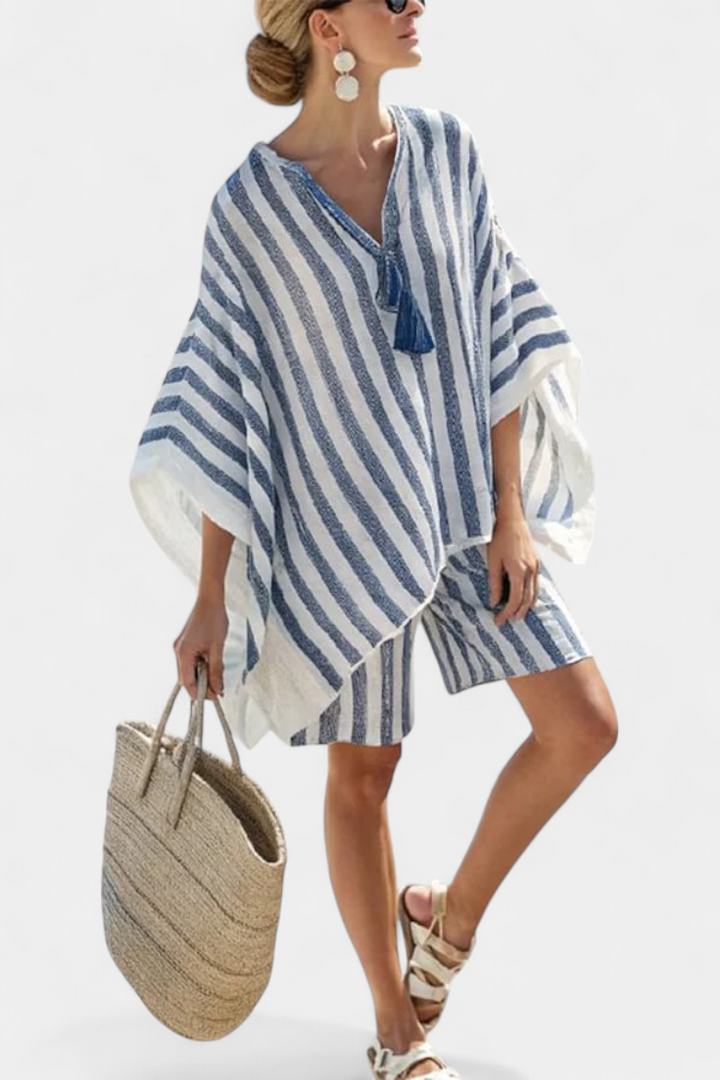 Salomé - Gestreepte Set Blouse en Shorts