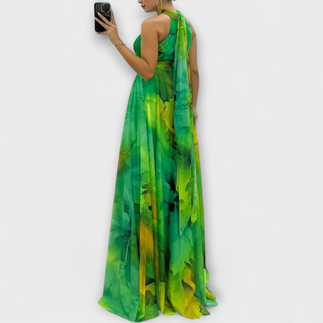 Isalie – Maxijurk van chiffon met bloemenpatroon