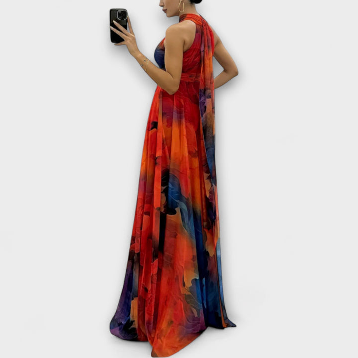 Isalie – Maxijurk van chiffon met bloemenpatroon
