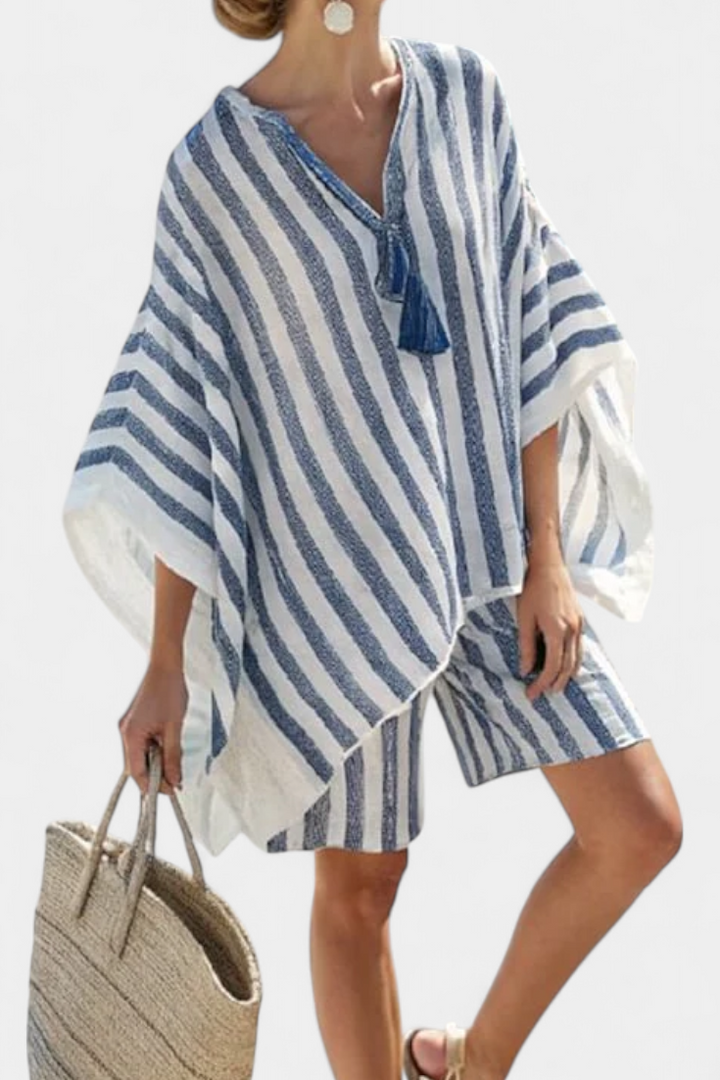 Salomé - Gestreepte Set Blouse en Shorts