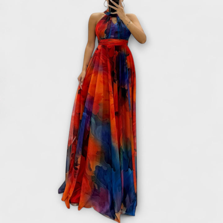 Isalie – Maxijurk van chiffon met bloemenpatroon