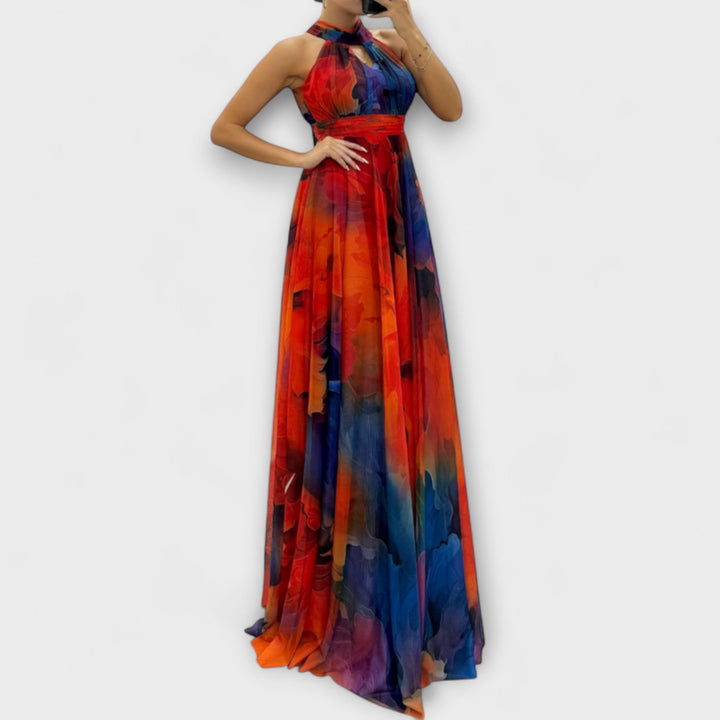 Isalie – Maxijurk van chiffon met bloemenpatroon