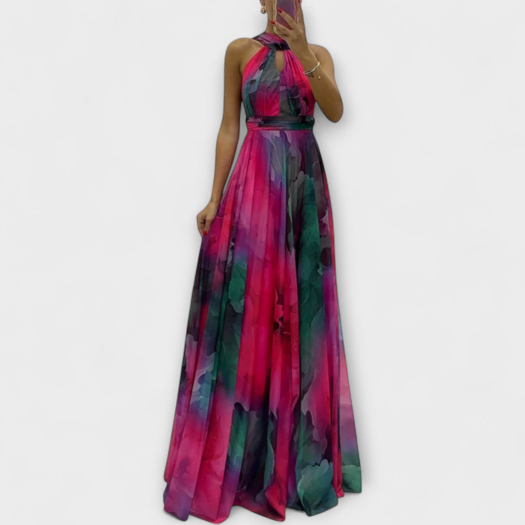 Isalie – Maxijurk van chiffon met bloemenpatroon