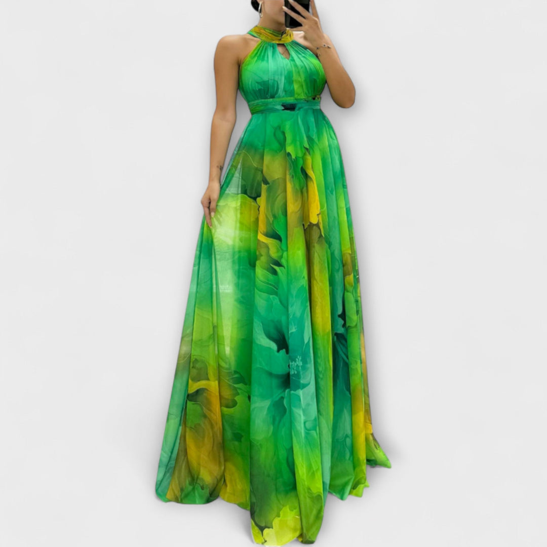 Isalie – Maxijurk van chiffon met bloemenpatroon