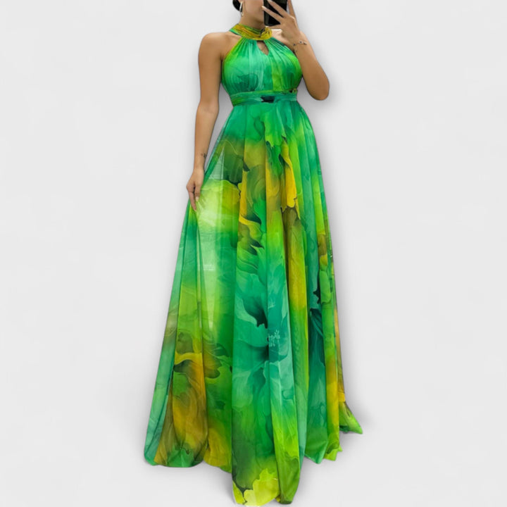 Isalie – Maxijurk van chiffon met bloemenpatroon