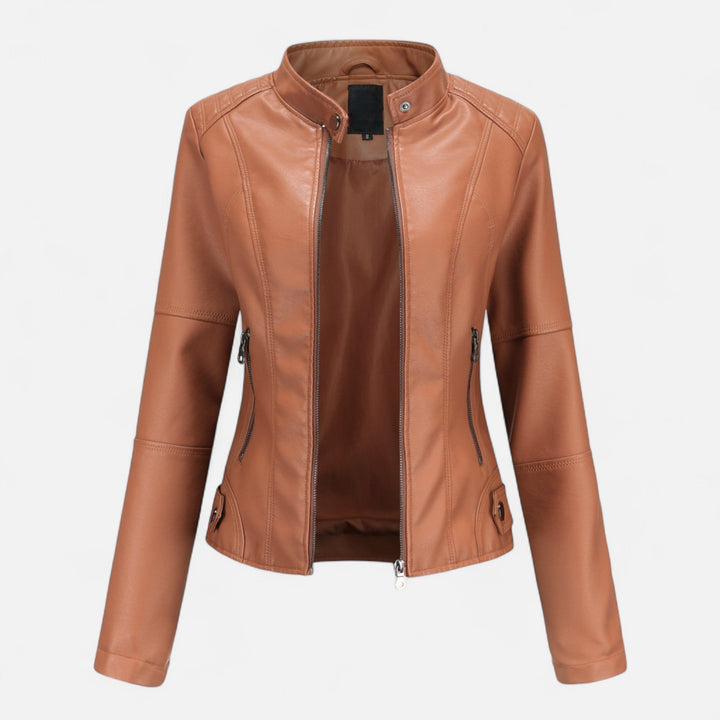 Zuri | Kort leren jasje met rits voor dames
