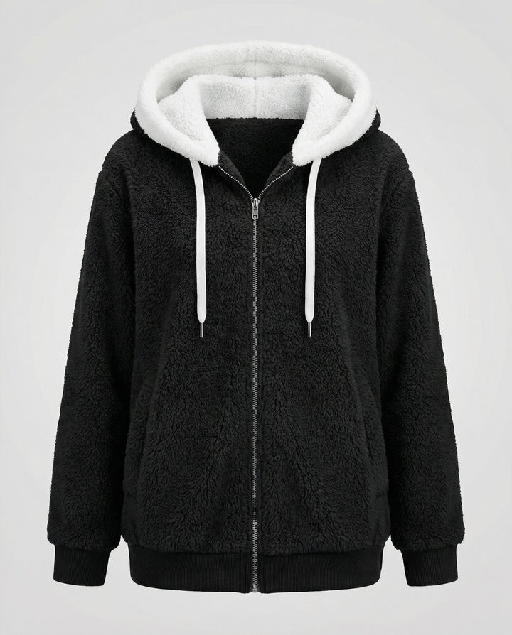 Iolanthe | Oversized fleece jas met kap voor dames