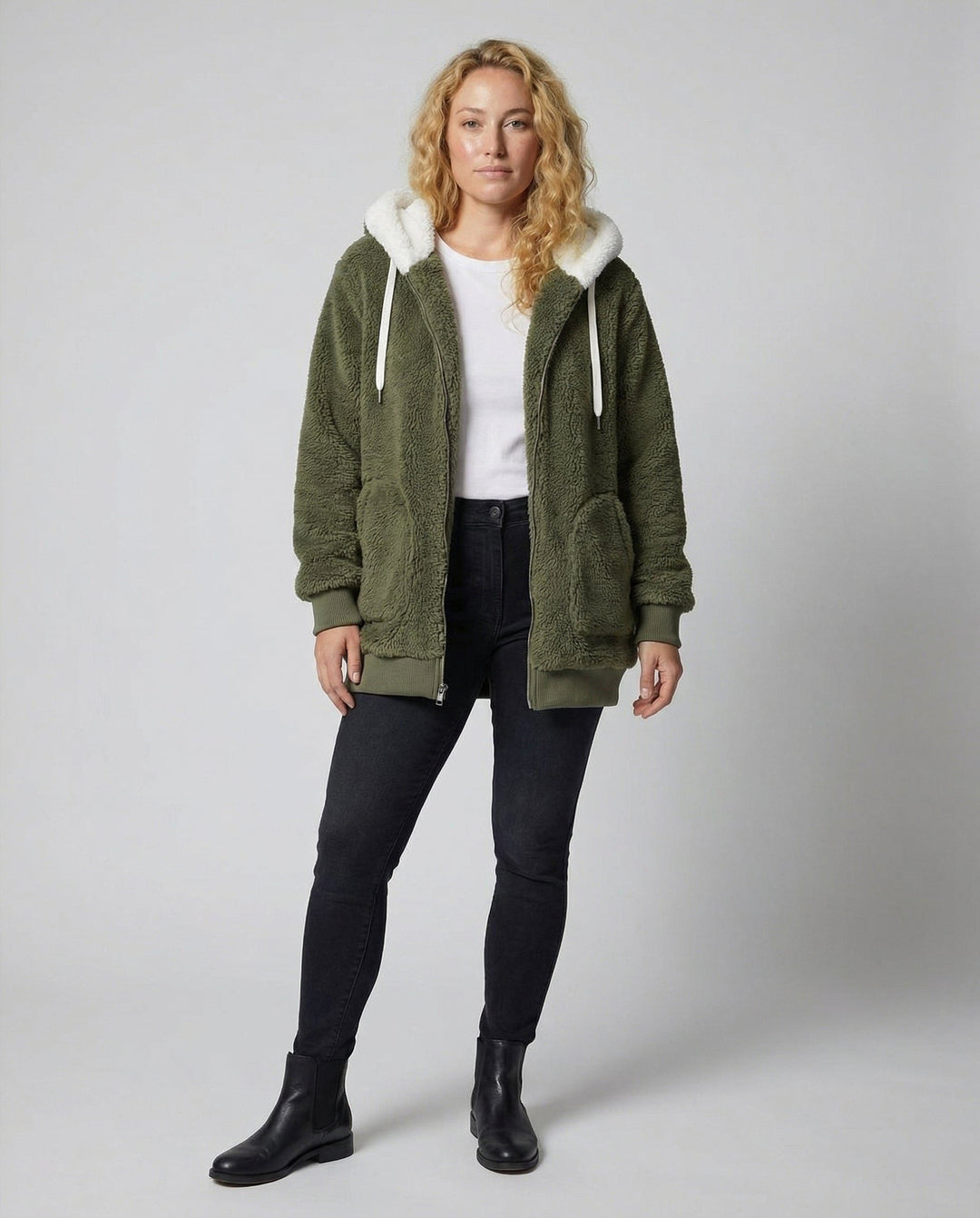Iolanthe | Oversized fleece jas met kap voor dames
