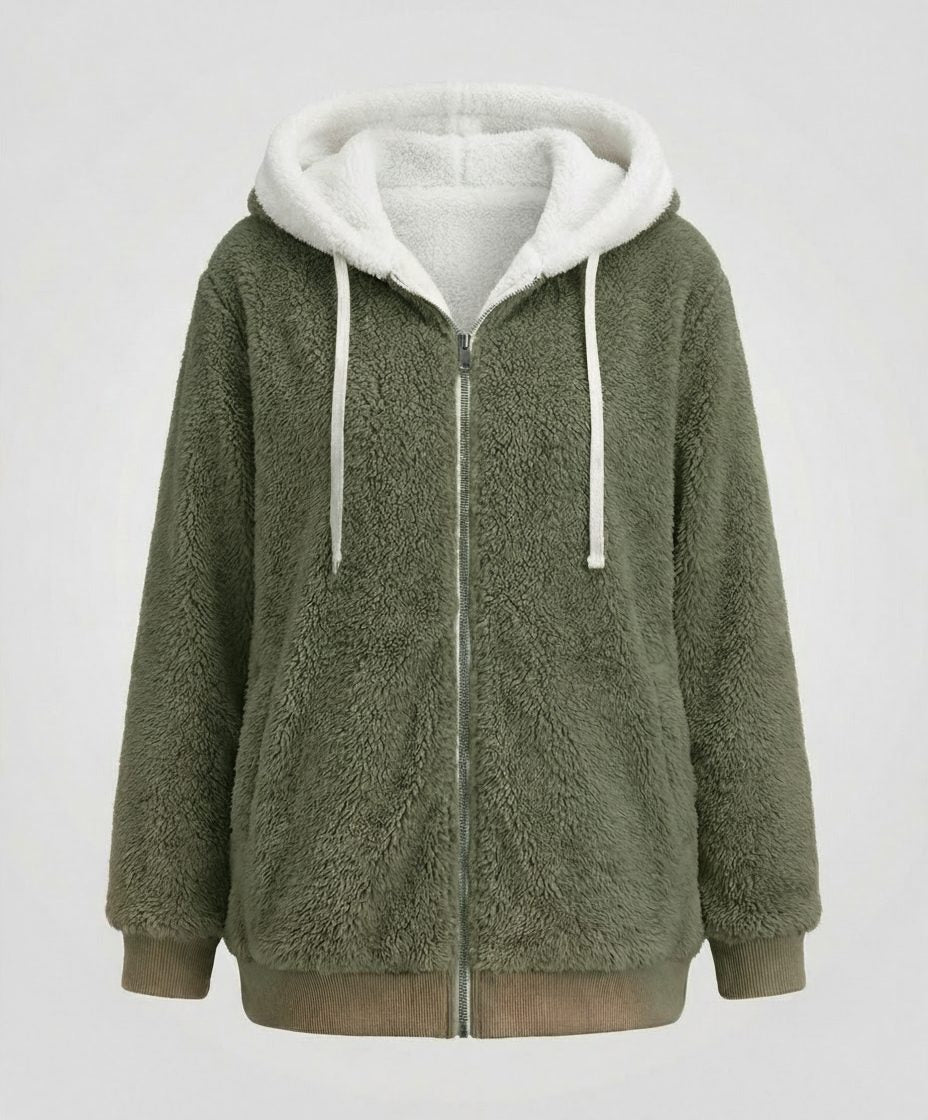 Iolanthe | Oversized fleece jas met kap voor dames