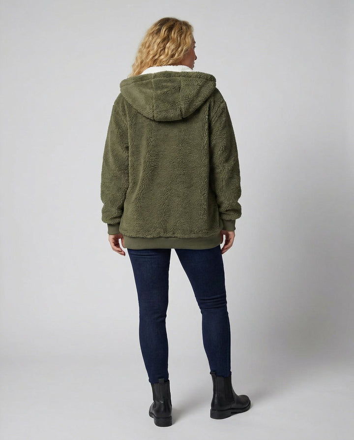 Iolanthe | Oversized fleece jas met kap voor dames