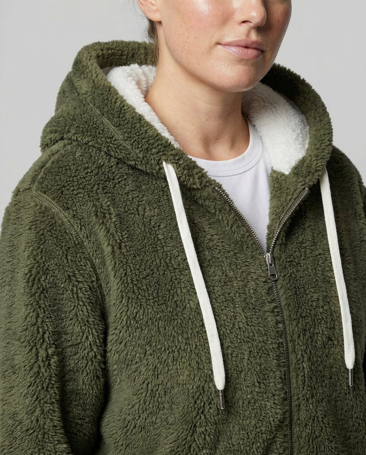 Iolanthe | Oversized fleece jas met kap voor dames