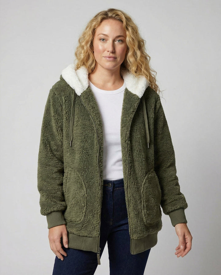 Iolanthe | Oversized fleece jas met kap voor dames