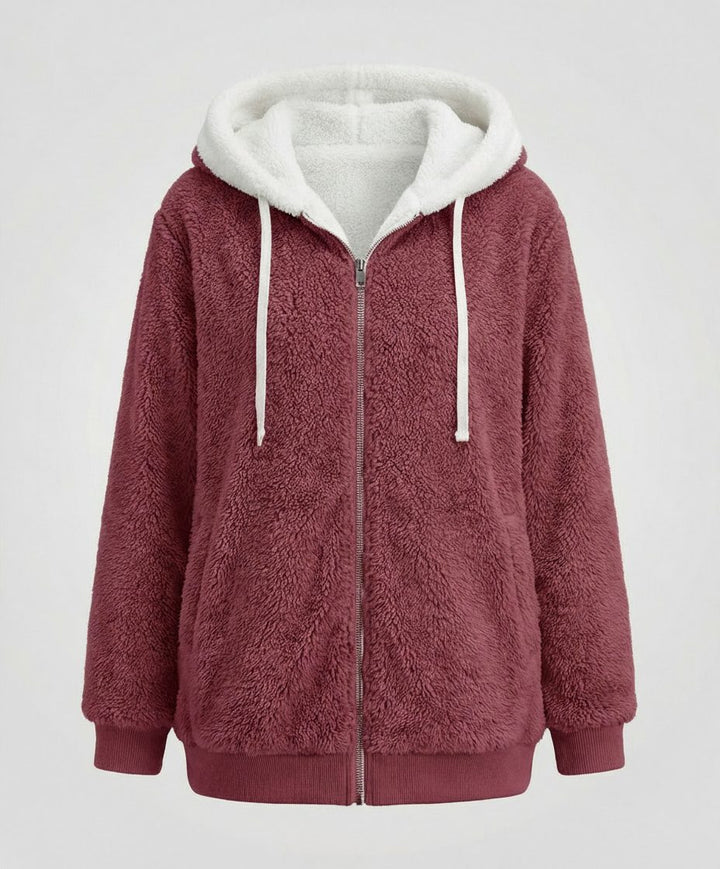Iolanthe | Oversized fleece jas met kap voor dames