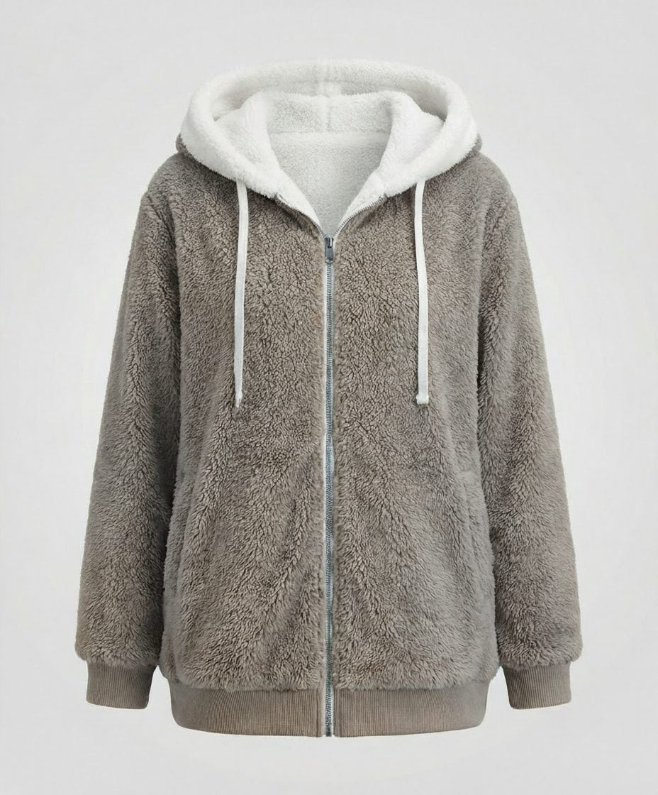 Iolanthe | Oversized fleece jas met kap voor dames