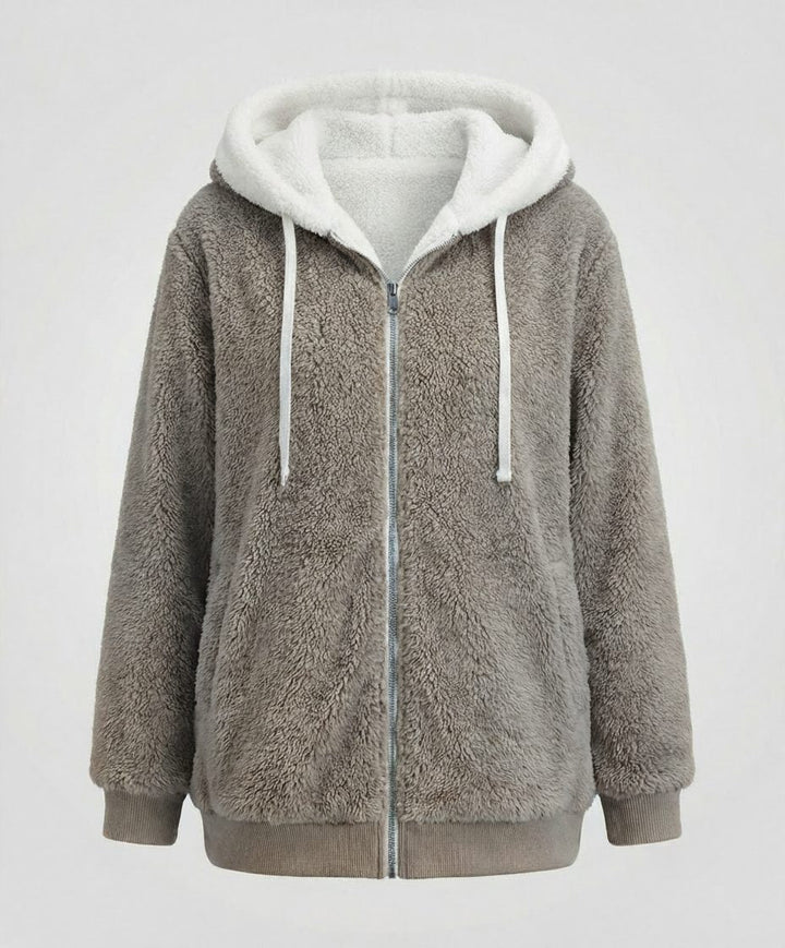 Iolanthe | Oversized fleece jas met kap voor dames