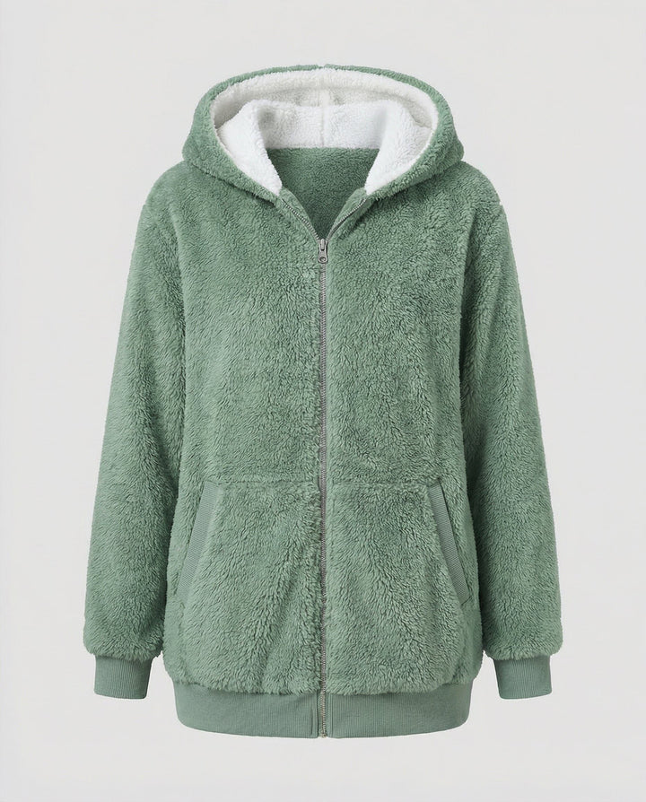 Iolanthe | Oversized fleece jas met kap voor dames