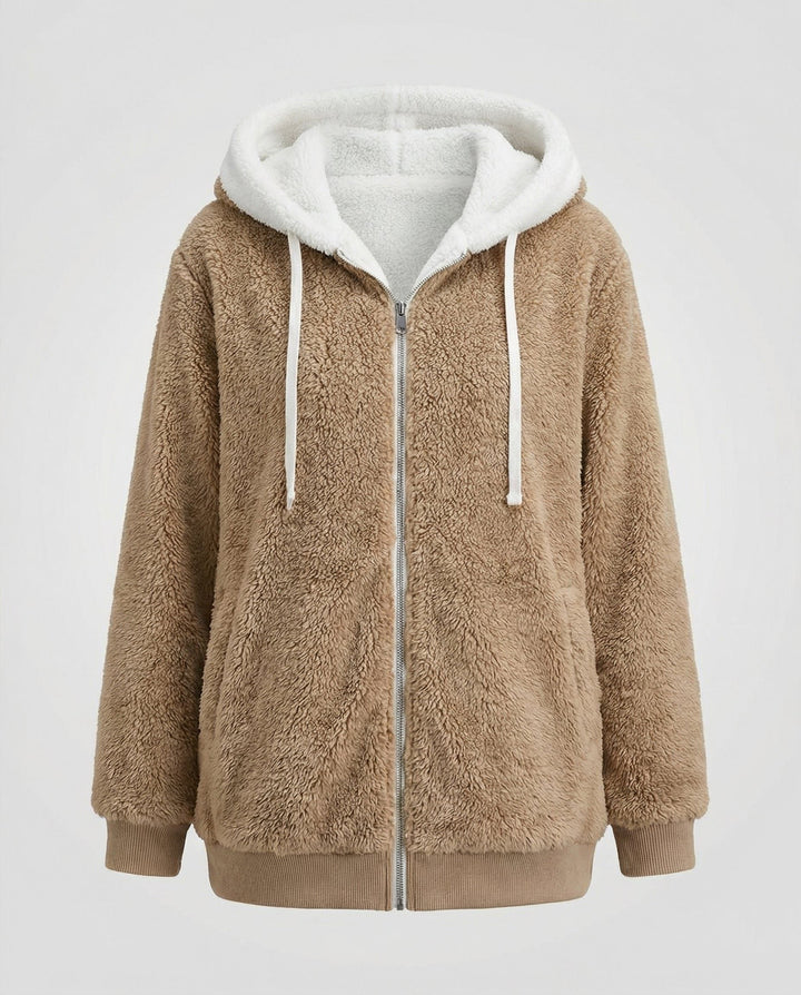 Iolanthe | Oversized fleece jas met kap voor dames