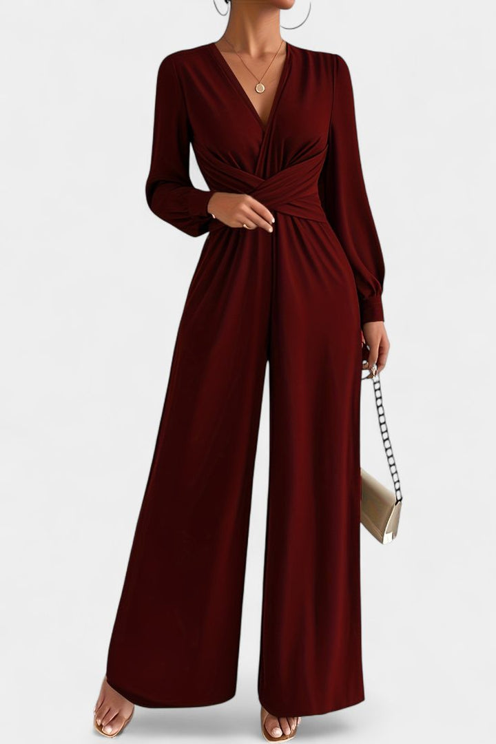 Iris | Elegante jumpsuit met V-hals en wijde pijpen voor dames