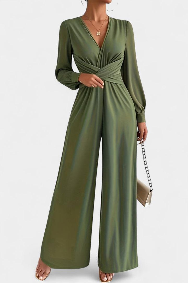 Iris | Elegante jumpsuit met V-hals en wijde pijpen voor dames