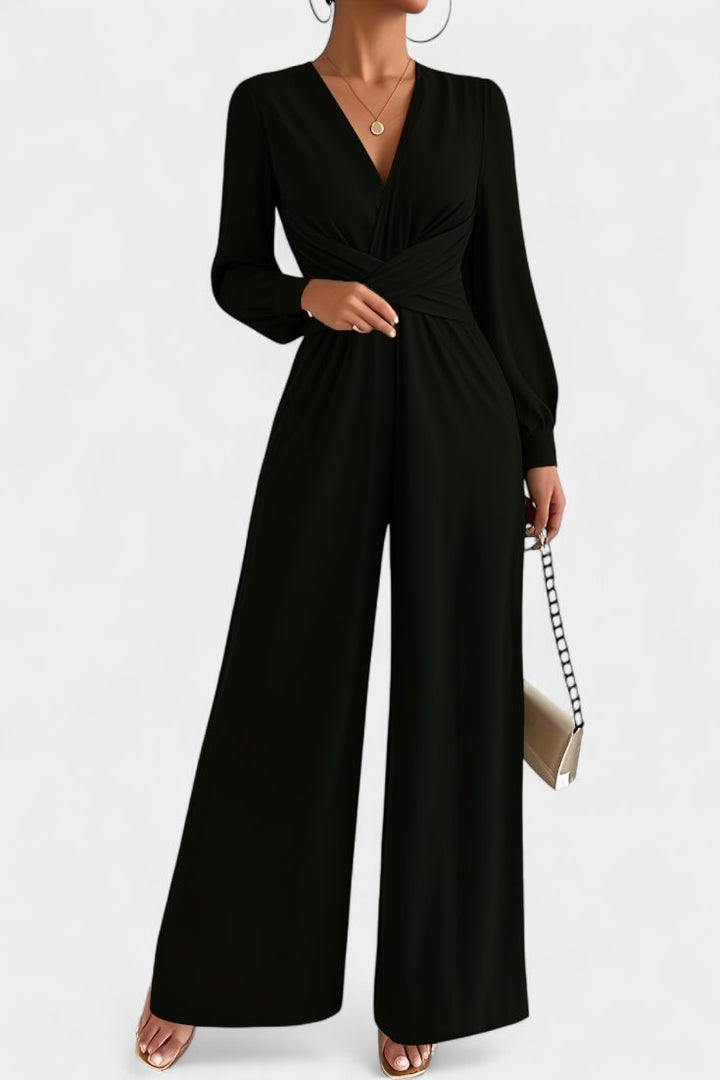 Iris | Elegante jumpsuit met V-hals en wijde pijpen voor dames