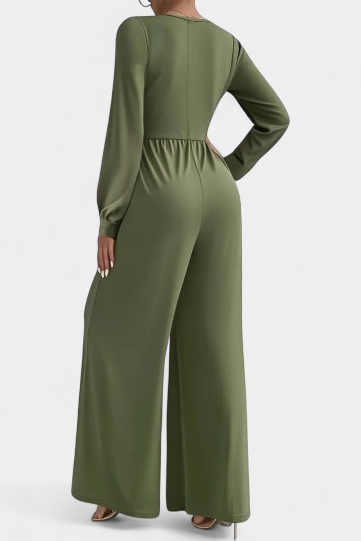 Iris | Elegante jumpsuit met V-hals en wijde pijpen voor dames