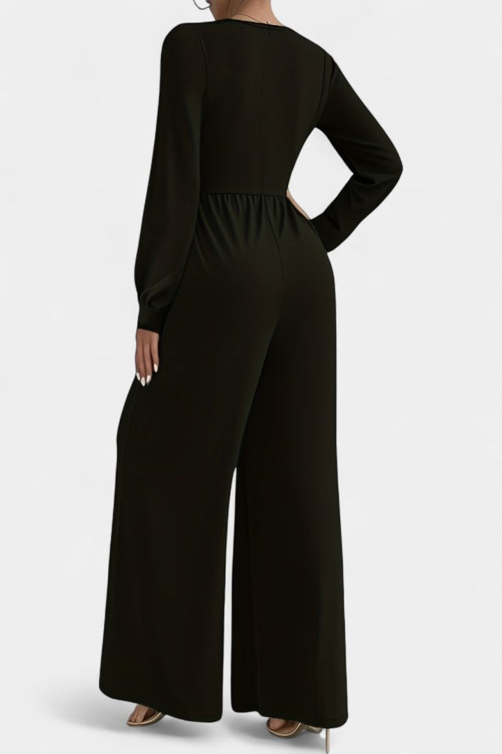 Iris | Elegante jumpsuit met V-hals en wijde pijpen voor dames