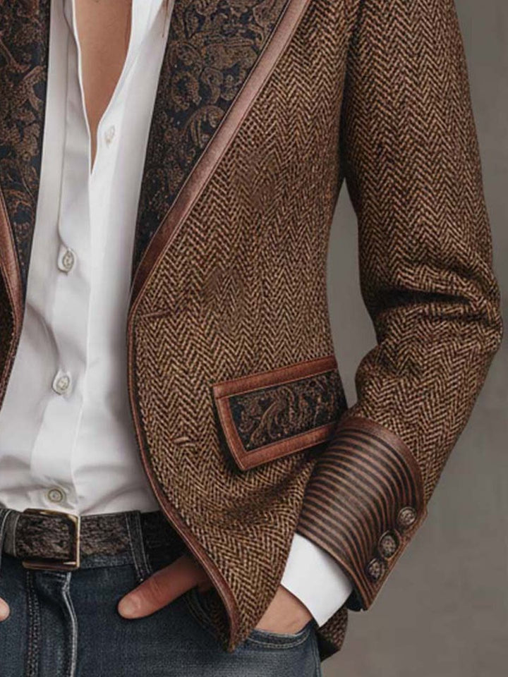 Ivanka | Blazer met visgraatmotief en revers met motief voor dames