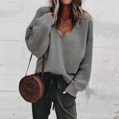 Ivona | Oversized gebreide trui met V-hals voor dames