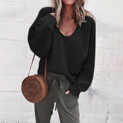 Ivona | Oversized gebreide trui met V-hals voor dames