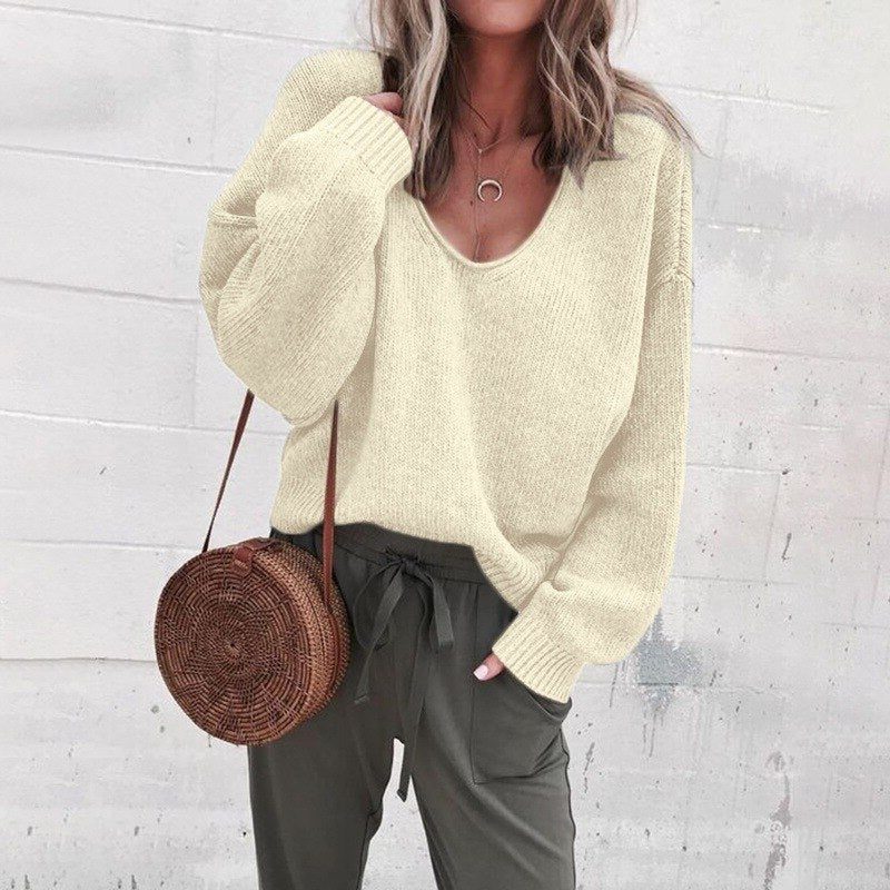 Ivona | Oversized gebreide trui met V-hals voor dames