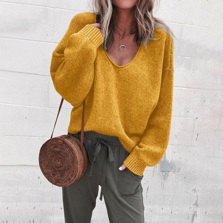 Ivona | Oversized gebreide trui met V-hals voor dames