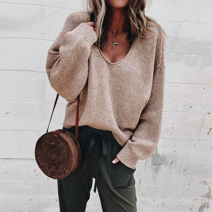 Ivona | Oversized gebreide trui met V-hals voor dames