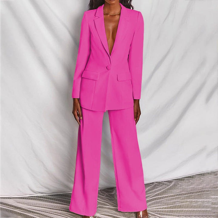 Tirzah | Set met blazer en wijde broek in felle kleur voor dames