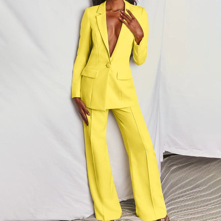 Tirzah | Set met blazer en wijde broek in felle kleur voor dames