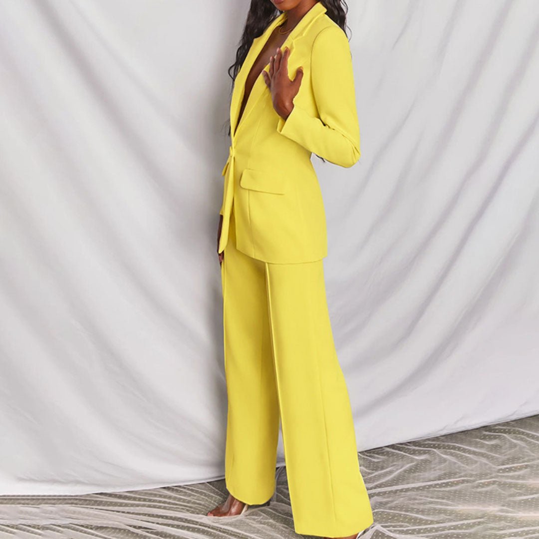 Tirzah | Set met blazer en wijde broek in felle kleur voor dames