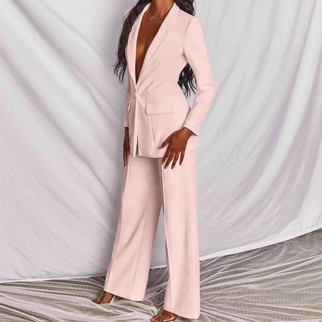 Tirzah | Set met blazer en wijde broek in felle kleur voor dames
