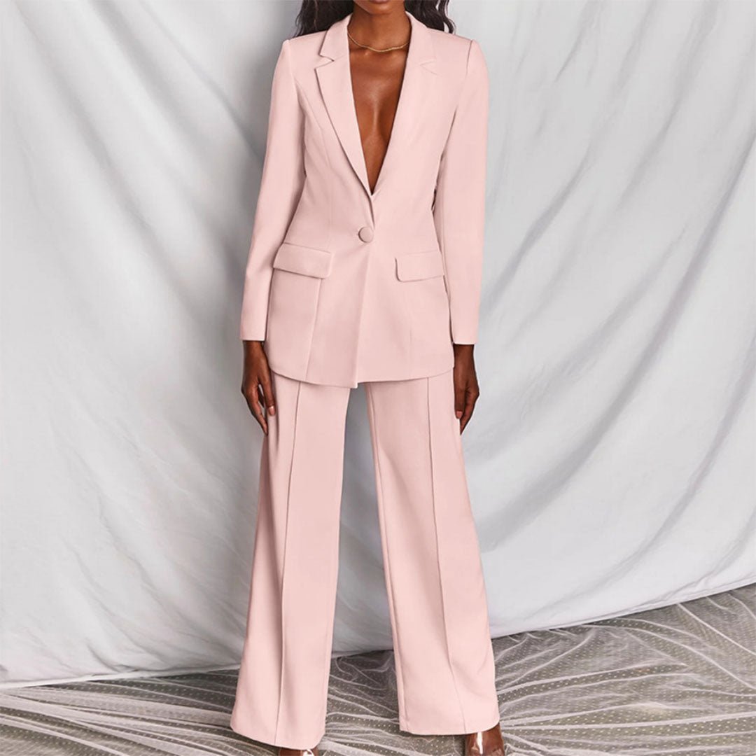 Tirzah | Set met blazer en wijde broek in felle kleur voor dames