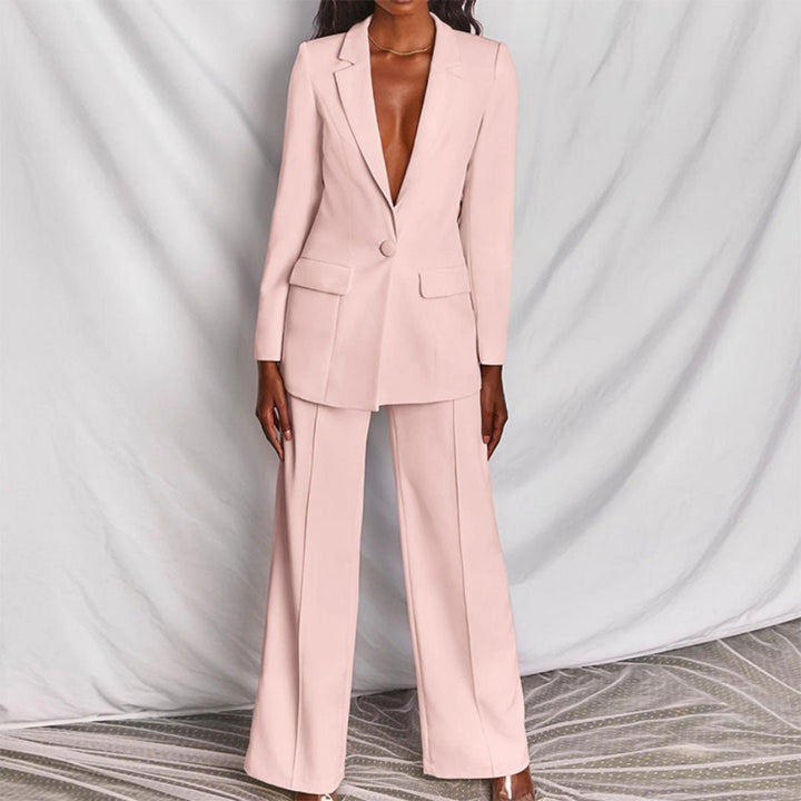 Tirzah | Set met blazer en wijde broek in felle kleur voor dames