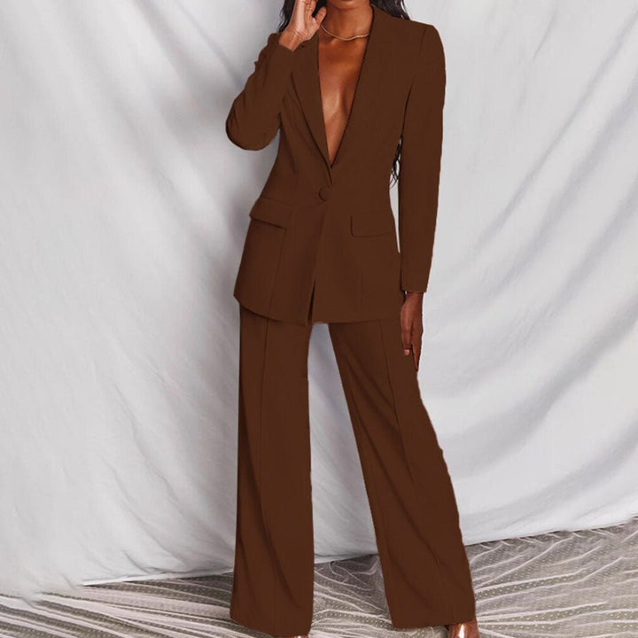 Tirzah | Set met blazer en wijde broek in felle kleur voor dames