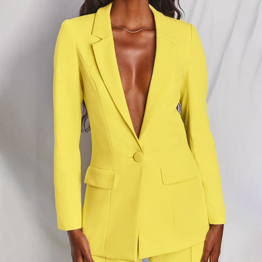 Tirzah | Set met blazer en wijde broek in felle kleur voor dames