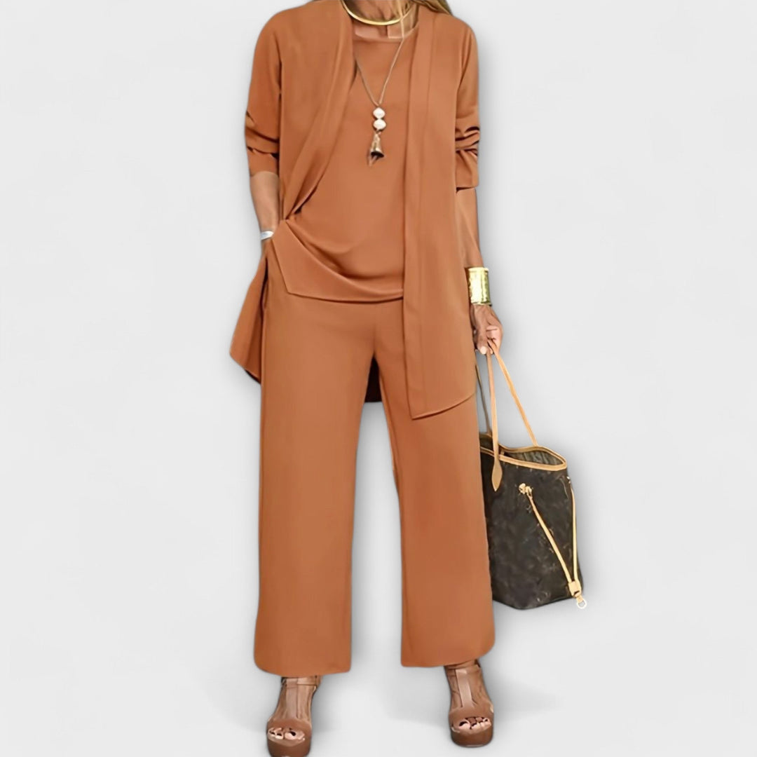 Leocadia | Driedelige set met wijde broek voor dames
